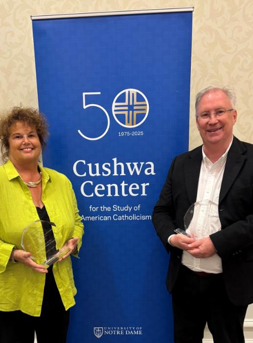 Professor Deirdre Raftery, UCD School of Education, with Professor Tim Allender